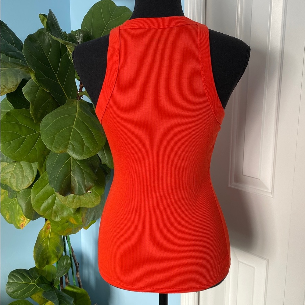 Easy Standard Small Red Orange Ribbed Tank Top - Picture 3 of 6